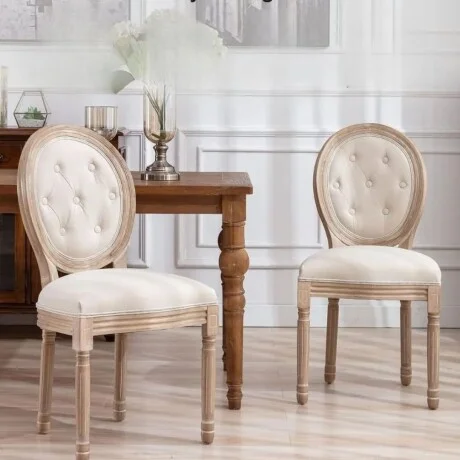 Silla Tapizada Estilo Luis Xv Con Botones en Beige - Sillas, Uruguay | La Cueva Muebles, vista 9
