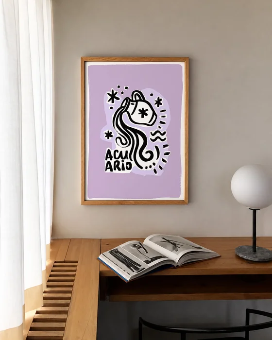 Acuario - Cuadro Signo del Zodíaco en Violeta - Láminas, Uruguay | Kiosko de Mar