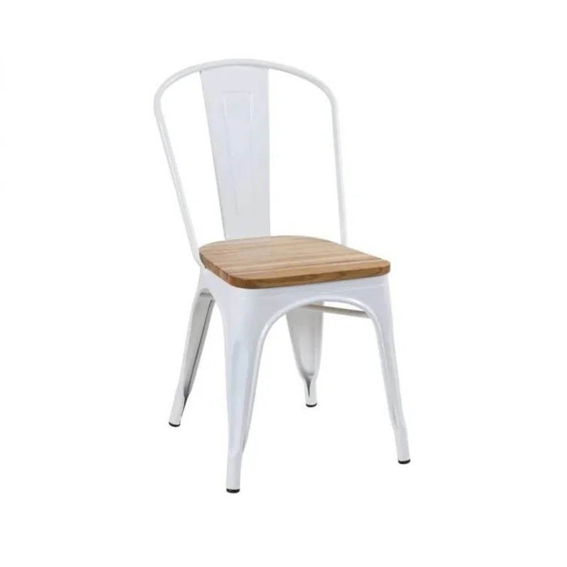 Silla Tolix Pack 4 unidades Metálica Asiento En Madera - Blanco en Blanco - Sillas, Uruguay | Rústico Hogar, vista 3