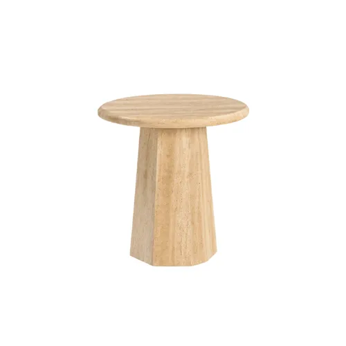 MESA LATERAL VERONA CIRCULAR TRAVERTINO D45XH50 en Beige - Mesas de arrimo, Uruguay | Masinfinito Casa