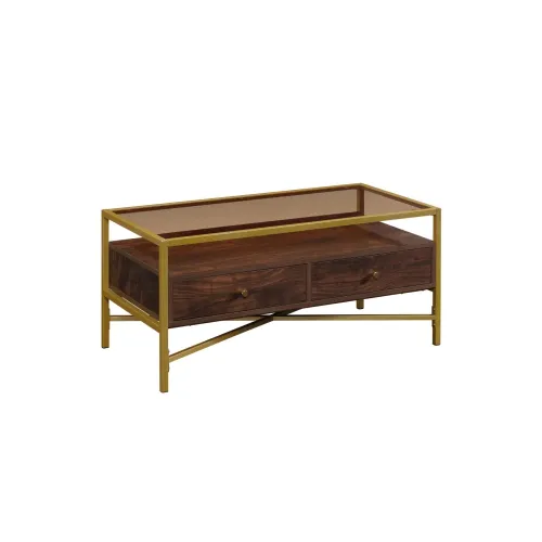 Mesa Ratona con Vidrio - Sauder en Marrón - Mesas de living, Uruguay | Ecowood