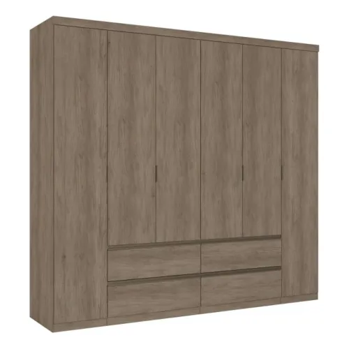 Ropero Nobre 6 Puertas 100% MDF - Nogal oscuro en Marrón - Roperos y placares, Uruguay | Nario Hogar