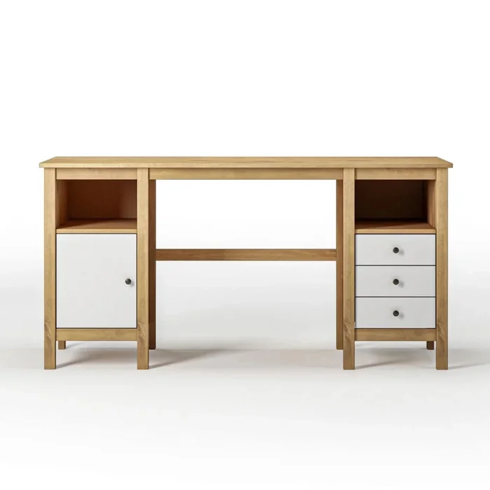 Escritorio 3 Cajones 1 Nicho 1 Puerta - Línea Maden - Blanco en Blanco - Escritorios, Uruguay | Ecowood, vista 4