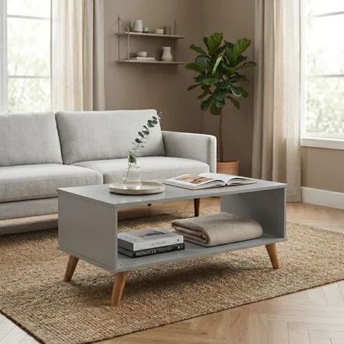 Mesa De Living Minimalista Mad Maciza Linea Dublin Gris en Gris - Mesas de living, Uruguay | Rústico Hogar