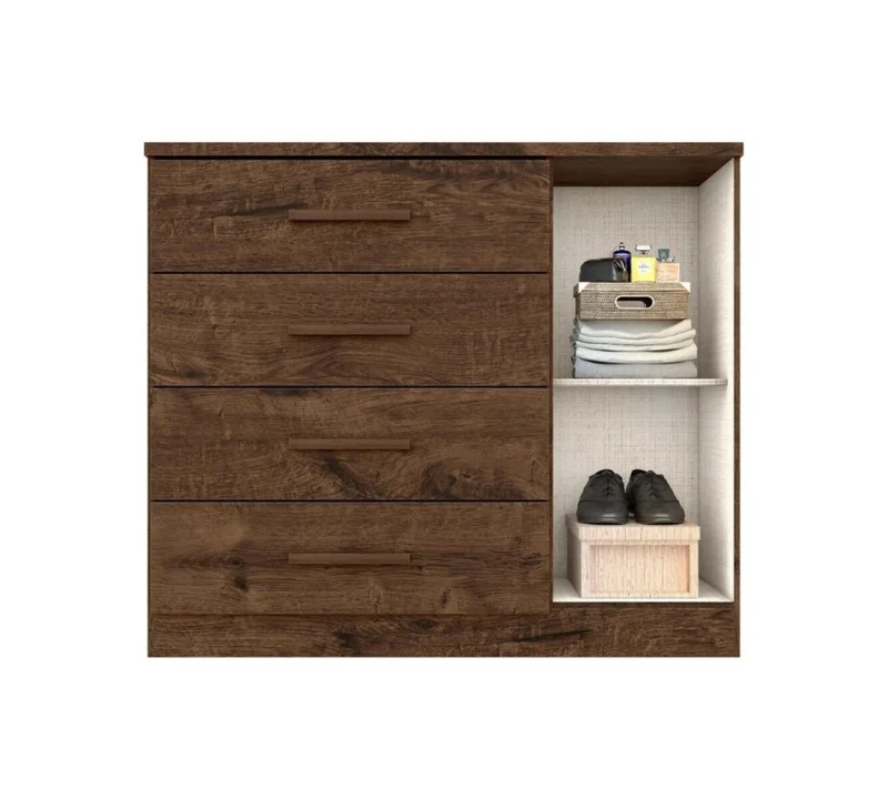 Cómoda Zapatera Genova Plus 1 Puerta 4 Cajones - Oscuro en Marrón - Cómodas, Uruguay | Rústico Hogar, vista 3
