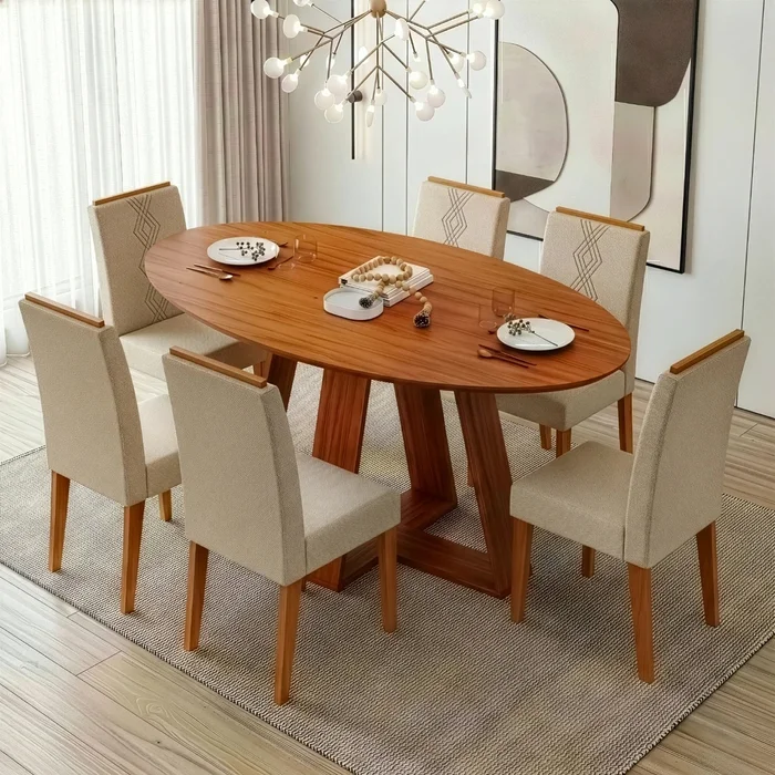 JUEGO DE COMEDOR LIA 6 SILLAS TAPIZADAS MDP en FREIJO - Mesas de comedor, Uruguay | Soy Hogar, vista 2