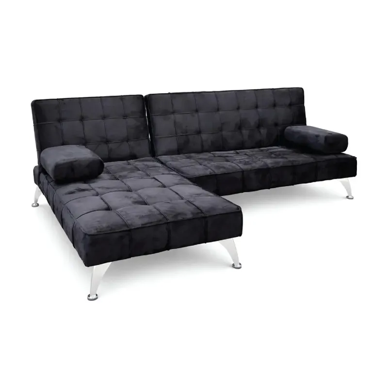 Sofá Cama Con Chaise Long Tapizado En Tela en Negro - Sillones y sofás, Uruguay | Soy Hogar