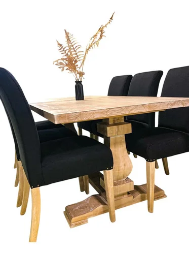 Juego Comedor Madera Ozark Doble Pie Central 6 Sillas Vestir A Eleccion en A Eleccion - Mesas de comedor, Uruguay | Ozark Home, vista 2
