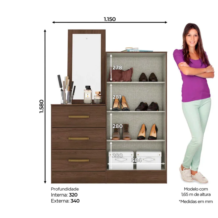 Comoda Cajonera Mdp Marron B700 en Marrón - Cómodas, Uruguay | Divino, vista 4