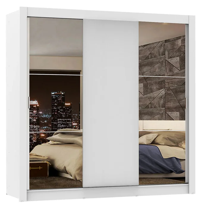 Ropero Placard Matrimonial Monaco 170CM con 2 Espejos 3 Puertas Corredizas en Negro/Rustico - Roperos y placares, Uruguay | Balton, vista 15