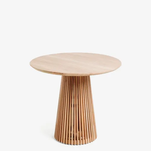 Mesa redonda Jeanette de madera maciza de - teca Ø 90 cm en Madera natural - Mesas de comedor, Uruguay | Kavehome