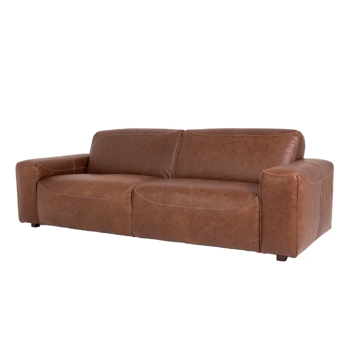 Sofa 3 Cuerpos Cuero-100-natural Marron Porto Choc. en CHOC. - Sillones y sofás, Uruguay | Divino, vista 3