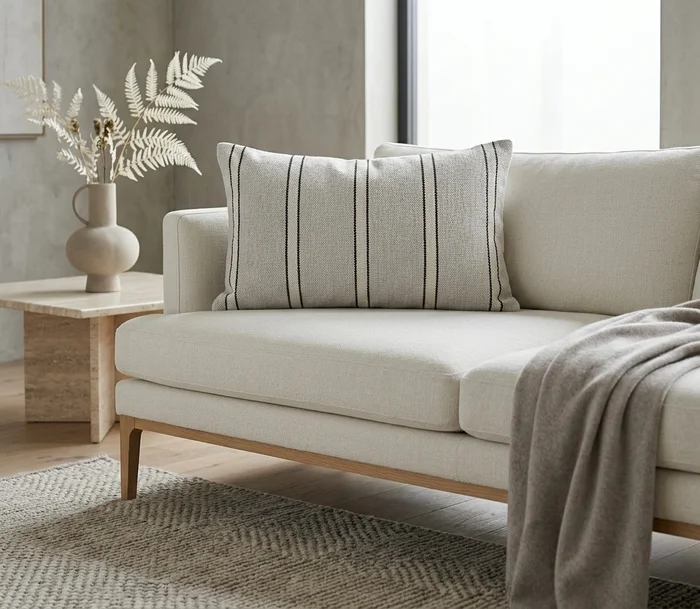 Almohadón Algodón Raya rectangular Gris|Negro|Natural en Multicolor - Textiles, Uruguay | Indrana, vista 2