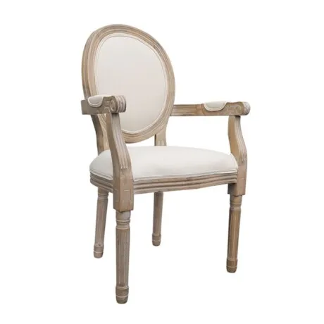 Silla Luis XV con posabrazos en Beige - Sillas, Uruguay | La Cueva Muebles