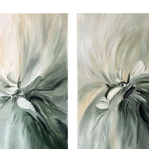 Set x 2 Cuadros Flores Verde Menta en Verde - Decoración de pared, Uruguay | Finkel