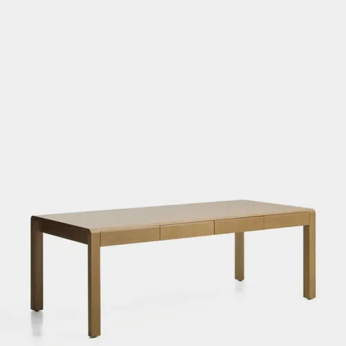 Mesa Arelida en chapa de roble y madera maciza de roble con acabado marrón claro 220 x 100 cm FSC Mix Credit en Marrón - Mesas de comedor, Uruguay | Kavehome