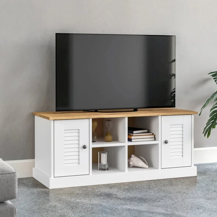 Rack de tv - 2 Puertas - 2 Estantes - Línea Colonial - Blanco en Blanco - Muebles para TV, Uruguay | Ecowood, vista 2