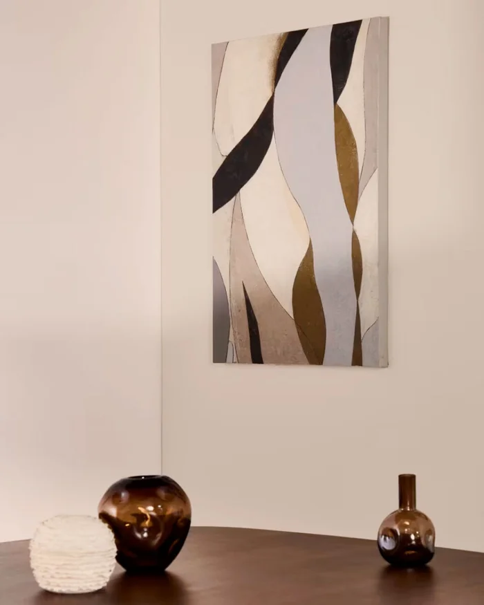 Lienzo abstracto Marvilo gris y mostaza 60 x 90 cm en Multicolor - Decoración de pared, Uruguay | Kavehome, vista 2