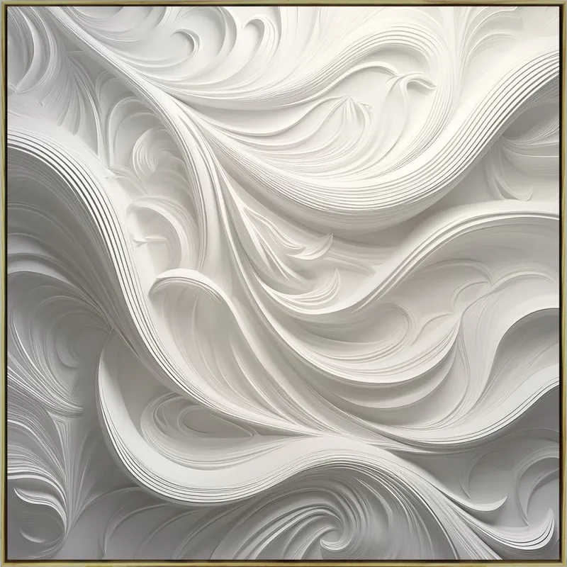 CUADRO CANVAS ABSTRACTO ONDAS BLANCAS MARCO MADERA en Blanco - Decoración de pared, Uruguay | Champagne Home