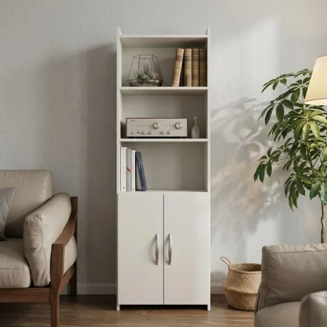 Biblioteca con puertas - Blanco en Blanco - Bibliotecas, Uruguay | La Cueva Muebles, vista 6