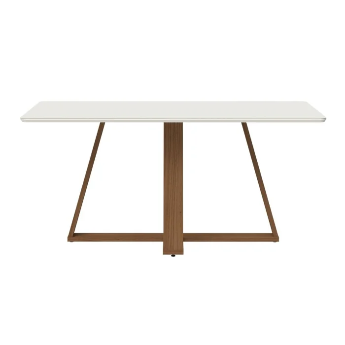 Mesa de comedor Avena - Con vidrio - 160 - Canela y Off White en Blanco - Mesas de comedor, Uruguay | Nyr, vista 4