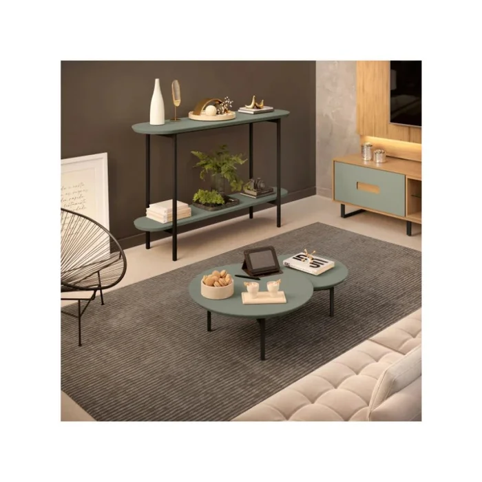 Mesa de arrime en MDF y Metal - Charlote Verde en Verde - Mesas de arrimo, Uruguay | Ecowood, vista 2