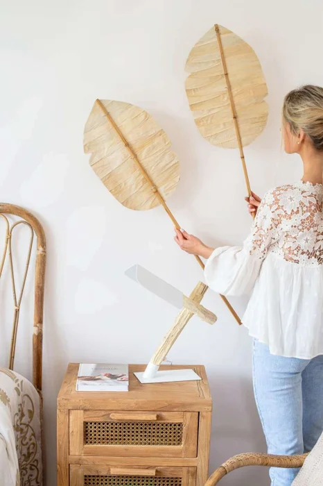 PALMA PARA PARED - BAMBOO Y FIBRAS en Madera natural - Decoración de pared, Uruguay | La Iberica