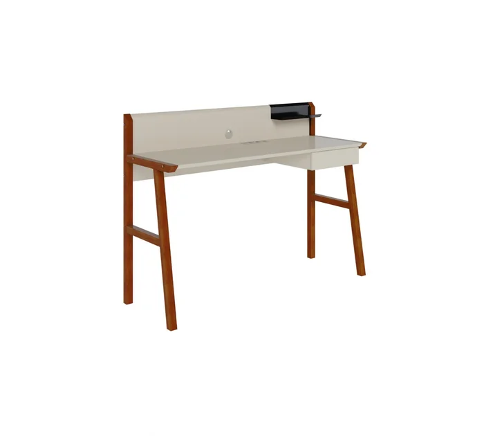 Escritorio Job - Cajón y Estante - Línea Manhattan - Blanco en Beige - Escritorios y sillas de escritorio, Uruguay | Rústico Hogar