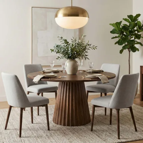 Mesa De Comedor Madera-de-mango Marron Román en WALNUT - Mesas de comedor, Uruguay | Divino