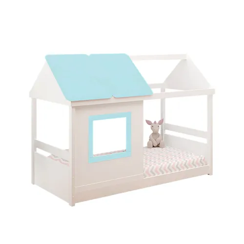 Cama Casita 1 Plaza - Tota B137 - Blanco/Azul en Multicolor - Dormitorio, Uruguay | Rústico Hogar