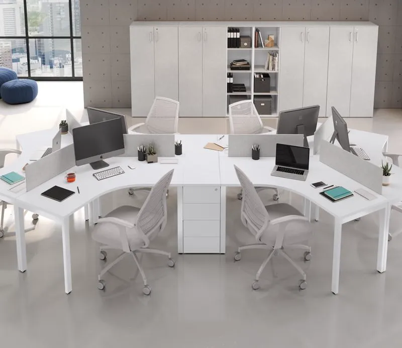Plataforma angular para 3 puestos de trabajo 25615 *** en Blanco - Escritorios y sillas de escritorio, Uruguay | World Vigo