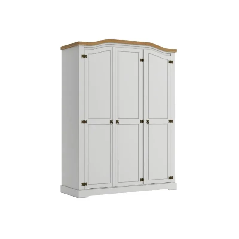Ropero Curvo 3 Puertas Madera Maciza Línea Monterrey - Blanco en Blanco - Roperos y placares, Uruguay | Ecowood
