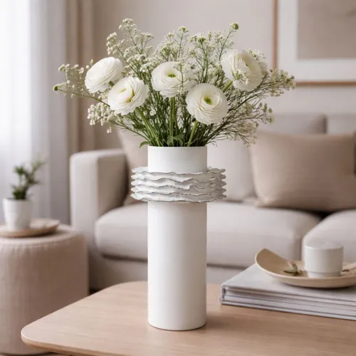 FLORERO ONDAS I Blanco - Decoración, Uruguay | Viasono