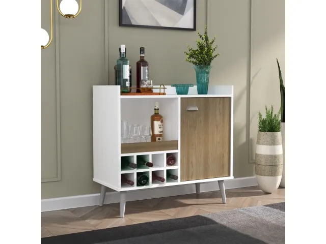 Rack Bodega 8 botellas 1P Nogal/Negro en Nogal Negro - Muebles para TV, Uruguay | Que Sal Muebleria