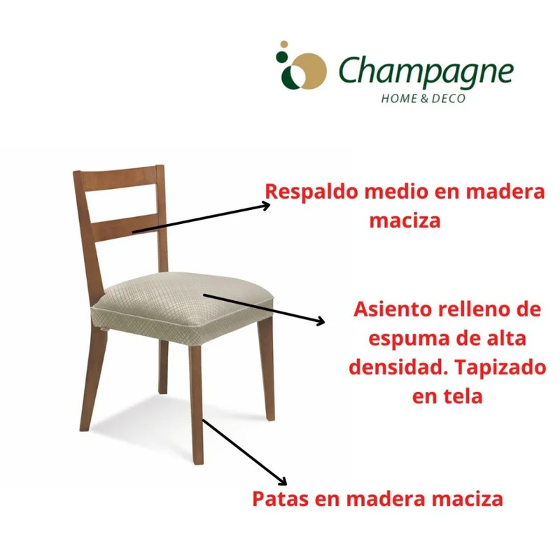 SILLA BAJA - LACA BLANCA - TELA BEIGE RUSTICA CON RAYAS en Multicolor - Sillas, Uruguay | Champagne Home, vista 3