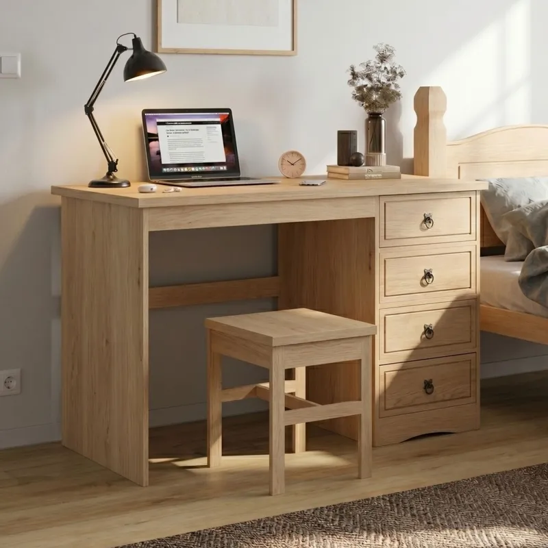 Escritorio 4 Cajones - Linea Mexicana - Natural en Madera natural - Escritorios, Uruguay | Rústico Hogar