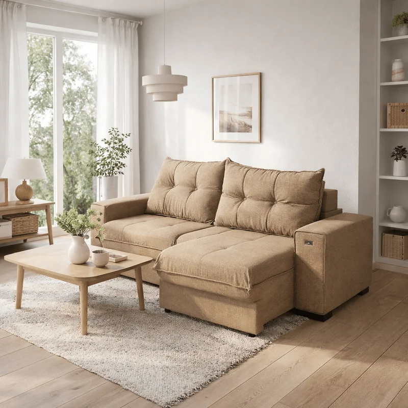 Sofa Dorian 236CM - Retractil/Reclinable en Beige - Sillones y sofás, Uruguay | Balton, vista 12