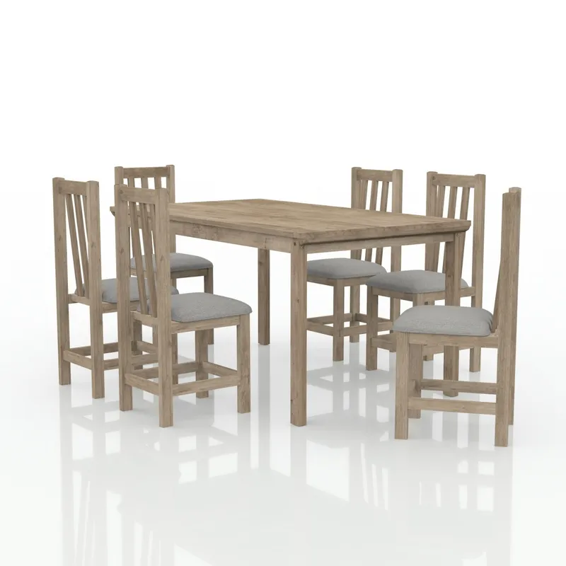 MH- JUEGO DE COMEDOR ITALIA 6 SILLAS EUCALIPTO RUSTICO - Mesas de comedor, Uruguay | Alfa Ventas