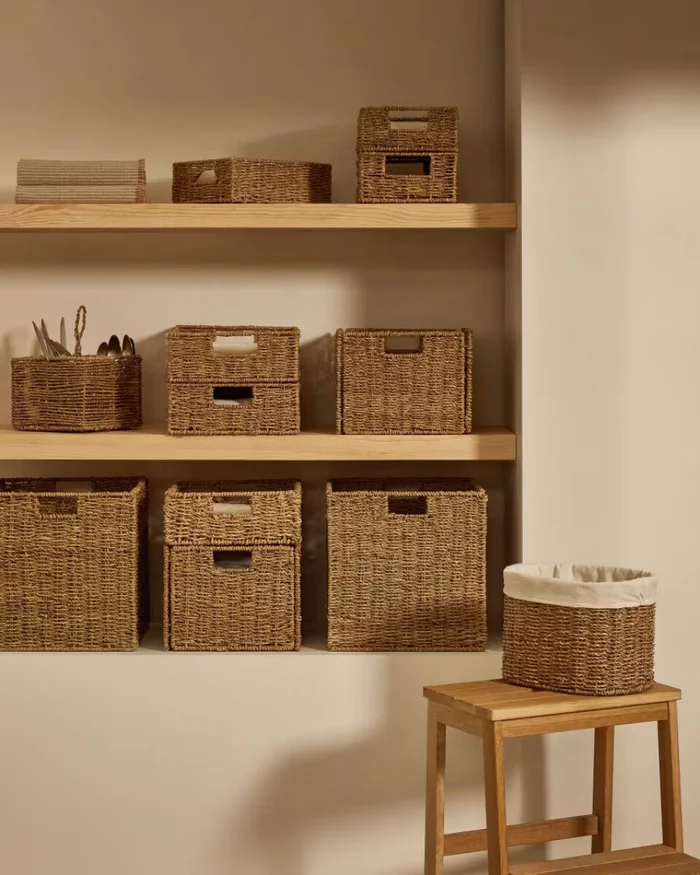 Caja plegable Tossa de fibras naturales 32 x 33 cm en Madera natural - Canastos, Uruguay | Kavehome, vista 2