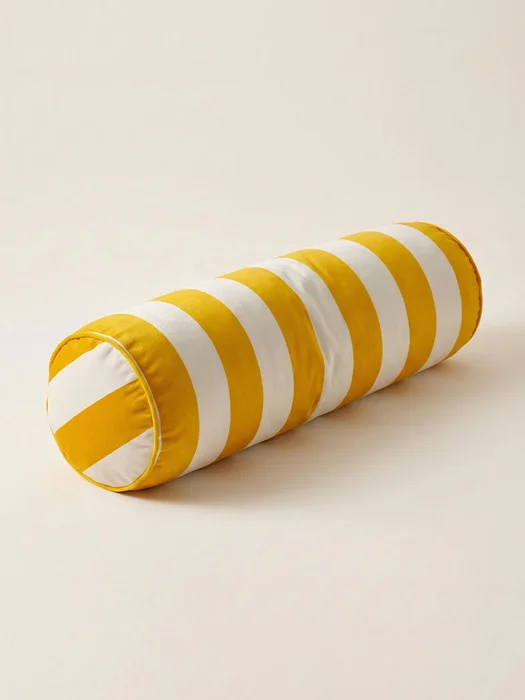 Almohadón Cilindro Terciopelo Rayas en Amarillo - Textiles, Uruguay | Cabana
