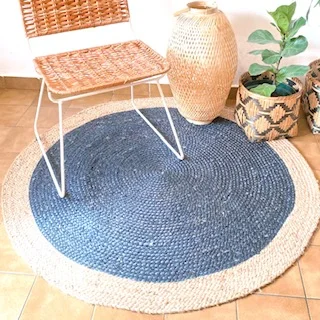 Alfombras de yute de 120 cm en Azul - Alfombras, Uruguay | Decoramuss