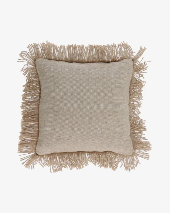 Almohadón Delcie de algodón beige con flecos de yute de 45 x 45 cm en Beige - Textiles, Uruguay | Kavehome
