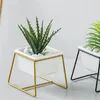 MACETA CERAMICA RECT. C/BASE 8x8x9CM BLANCO/DORADO en Blanco - Macetas, Uruguay | Koz, vista 4 de 4