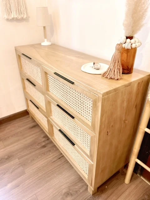 Comoda de 6 cajones con esterilla de viena natural en Madera natural - Muebles, Uruguay | Decoramuss, vista 2