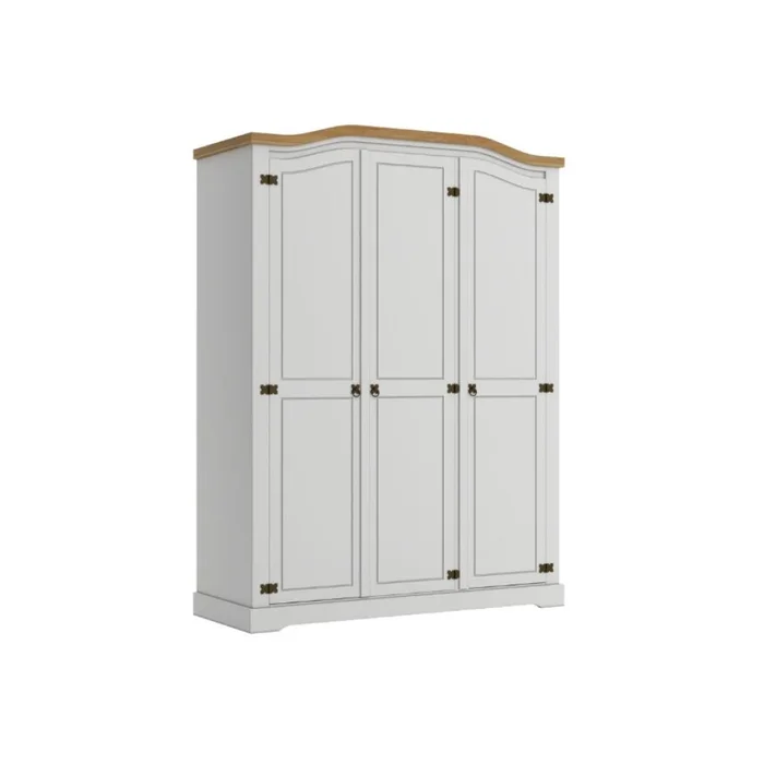 Ropero Curvo 3 Puertas Madera Maciza Línea Monterrey - Blanco en Blanco - Roperos y placares, Uruguay | Ecowood