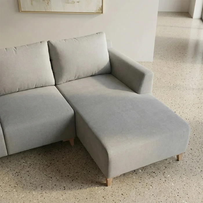 Rinconera Gino - Tela Microfibra - Chaise derecho - TC1009 (Plata) en Gris - Sillones y sofás, Uruguay | Nyr, vista 6