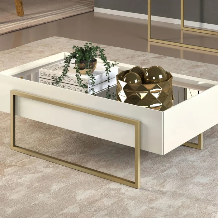 Mesa de Living Vidrio y Metal - Línea París - Blanco en Blanco - Mesas de living, Uruguay | Ecowood, vista 4