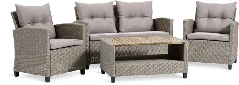 Set jardín VEN 4 plazas natural en Madera natural - Muebles para el exterior, Uruguay | JYSK