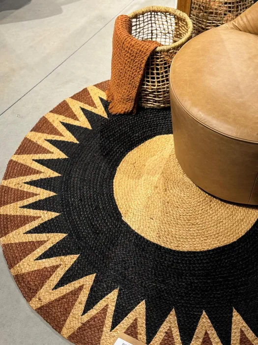 ALFOMBRA YUTE REDONDA CON MARRÓN Y NEGRO en Multicolor - Alfombras, Uruguay | Masinfinito Casa