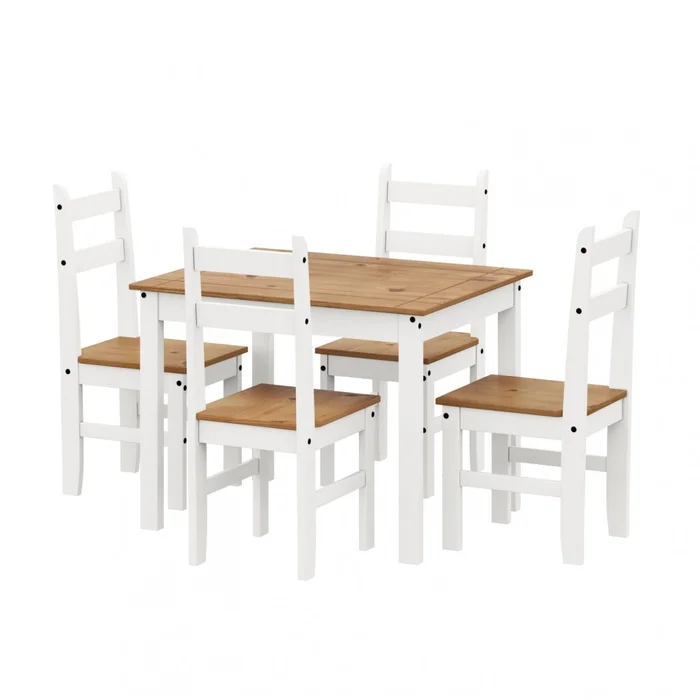 Juego de Comedor Lucia Plus 4 Sillas Madera - Blanco en Blanco - Mesas de comedor, Uruguay | Rústico Hogar